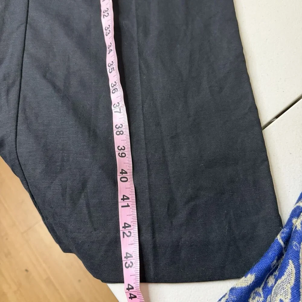 MNG by Mango Black Pleated Trouser Pants Womens 8 Contrast Trim Wide Leg Hi Rise - Picture 10 of 12